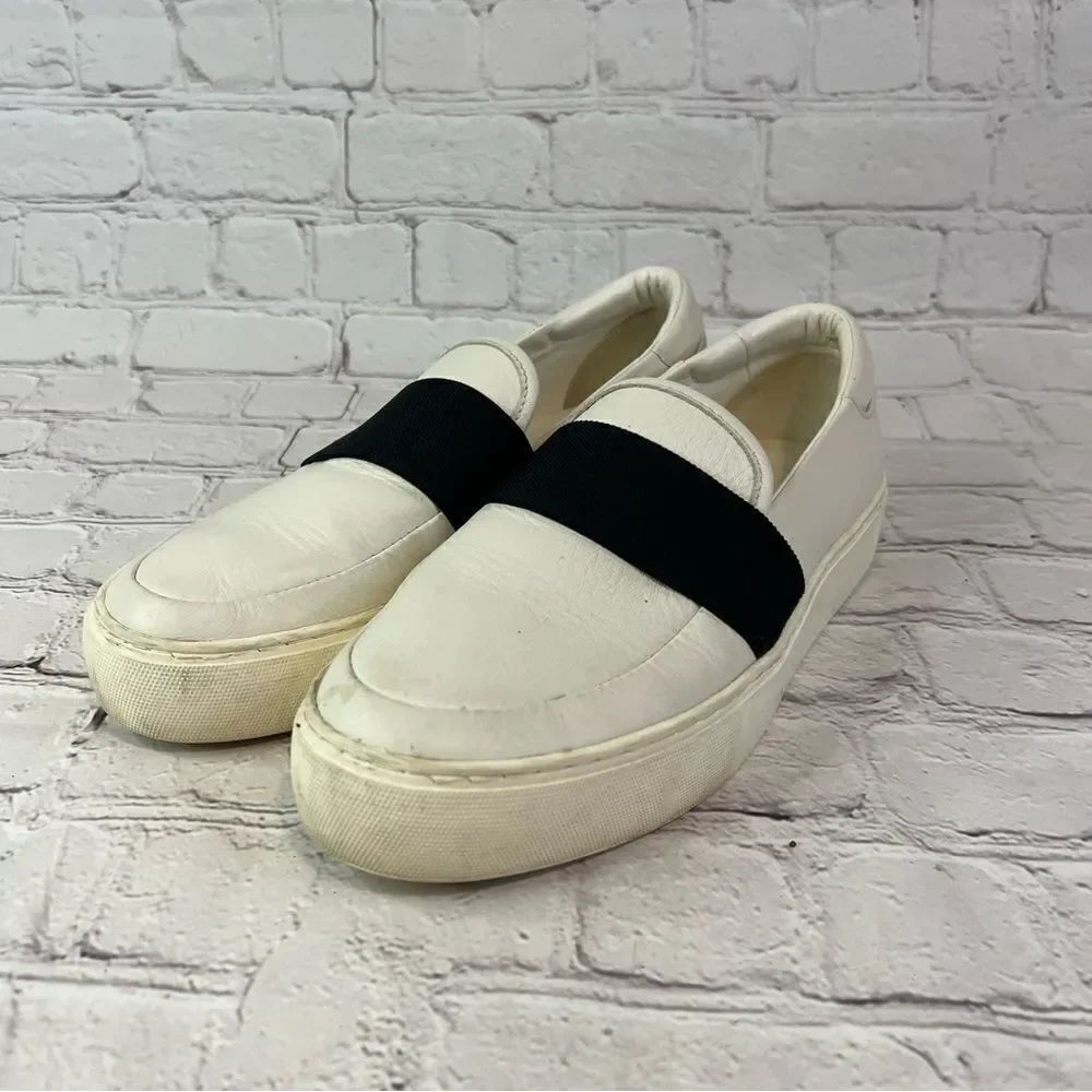 UGG Women's CHAYZE White Black Leather Slip On Sneakers size 9